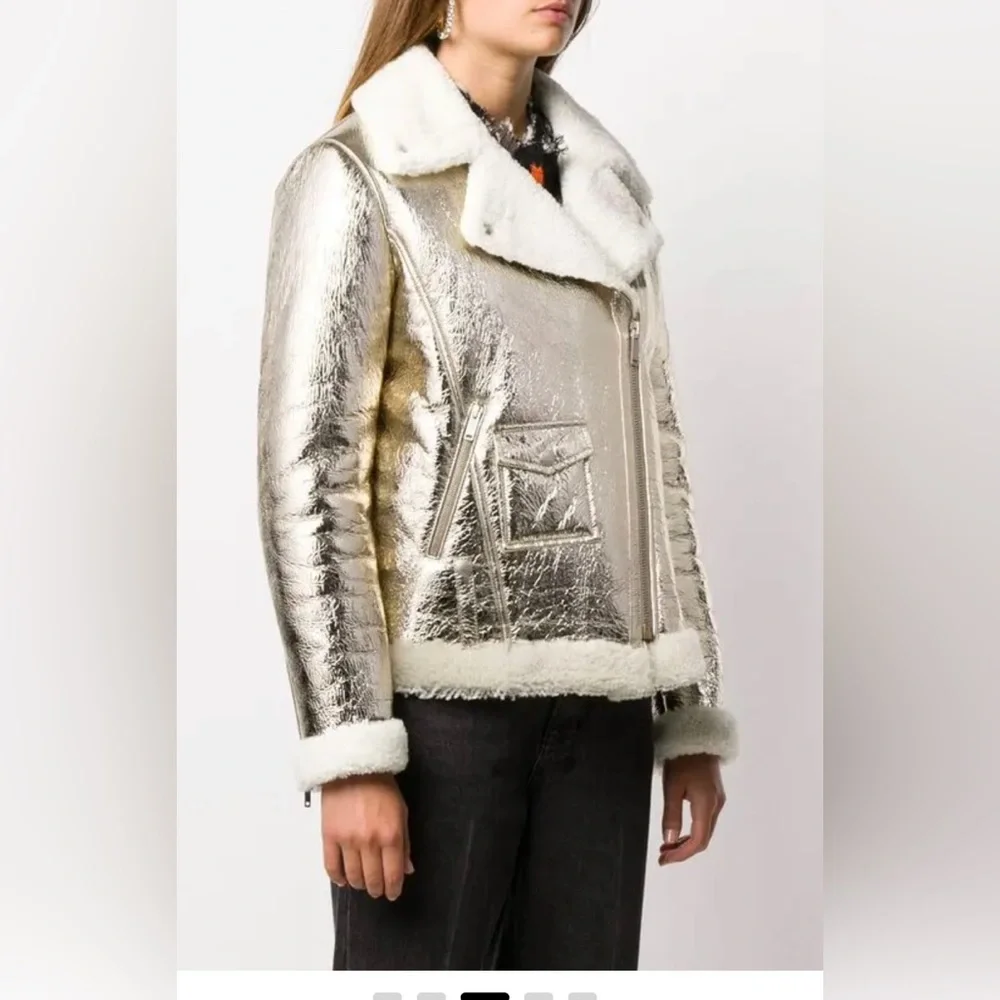 Golden Goose Assia sheepskin jacket in laminated leather/shearling lining NEW🔥 - Picture 6 of 15